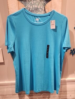 NWT Lands' End Short Sleeve Crewneck Tee in Island Turquoise SZ 1X